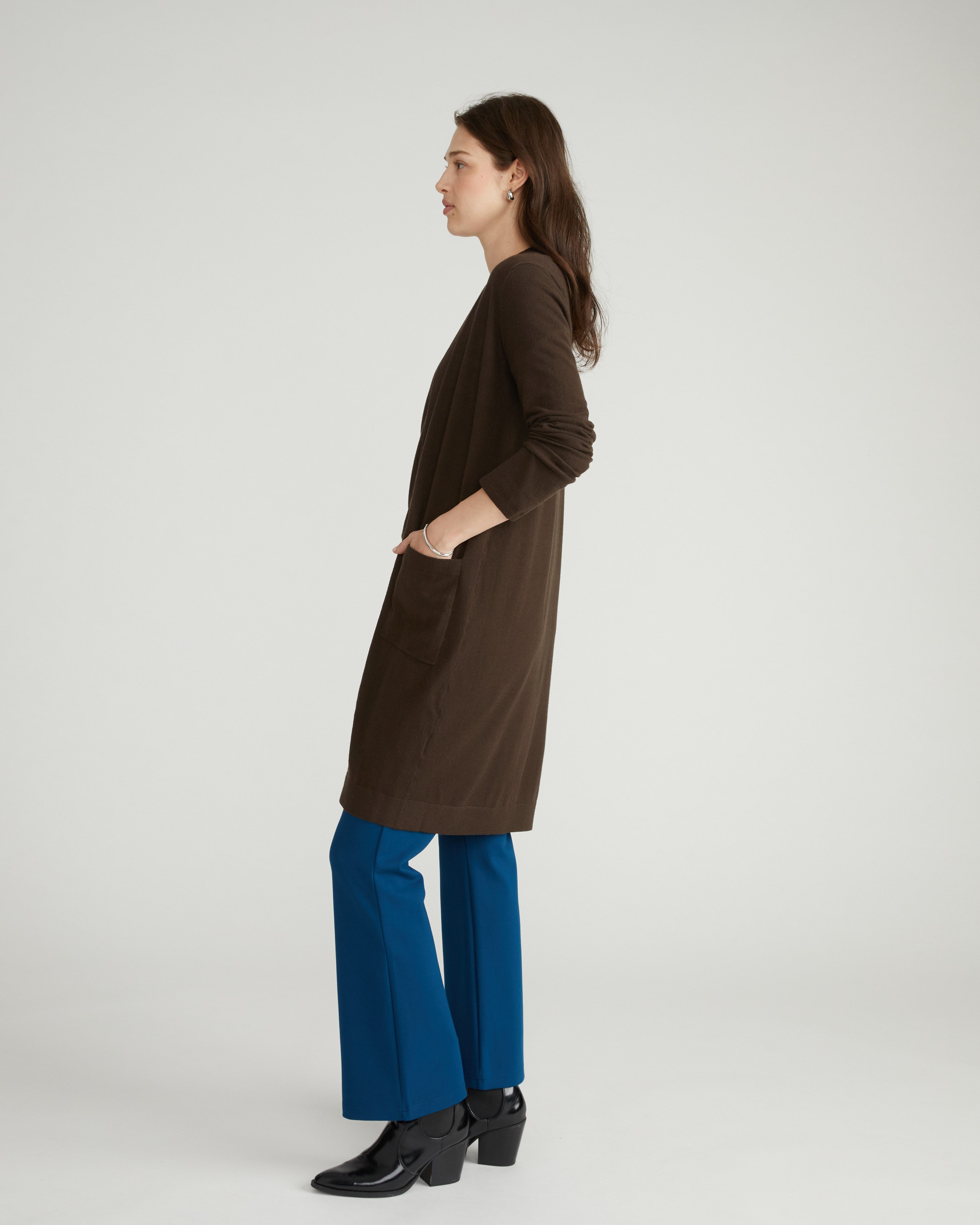 Savvy Double Knit Sweater Cardigan - Espresso