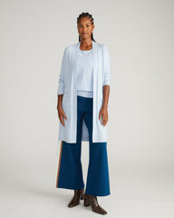 Savvy Double Knit Sweater Cardigan - Silver Blue