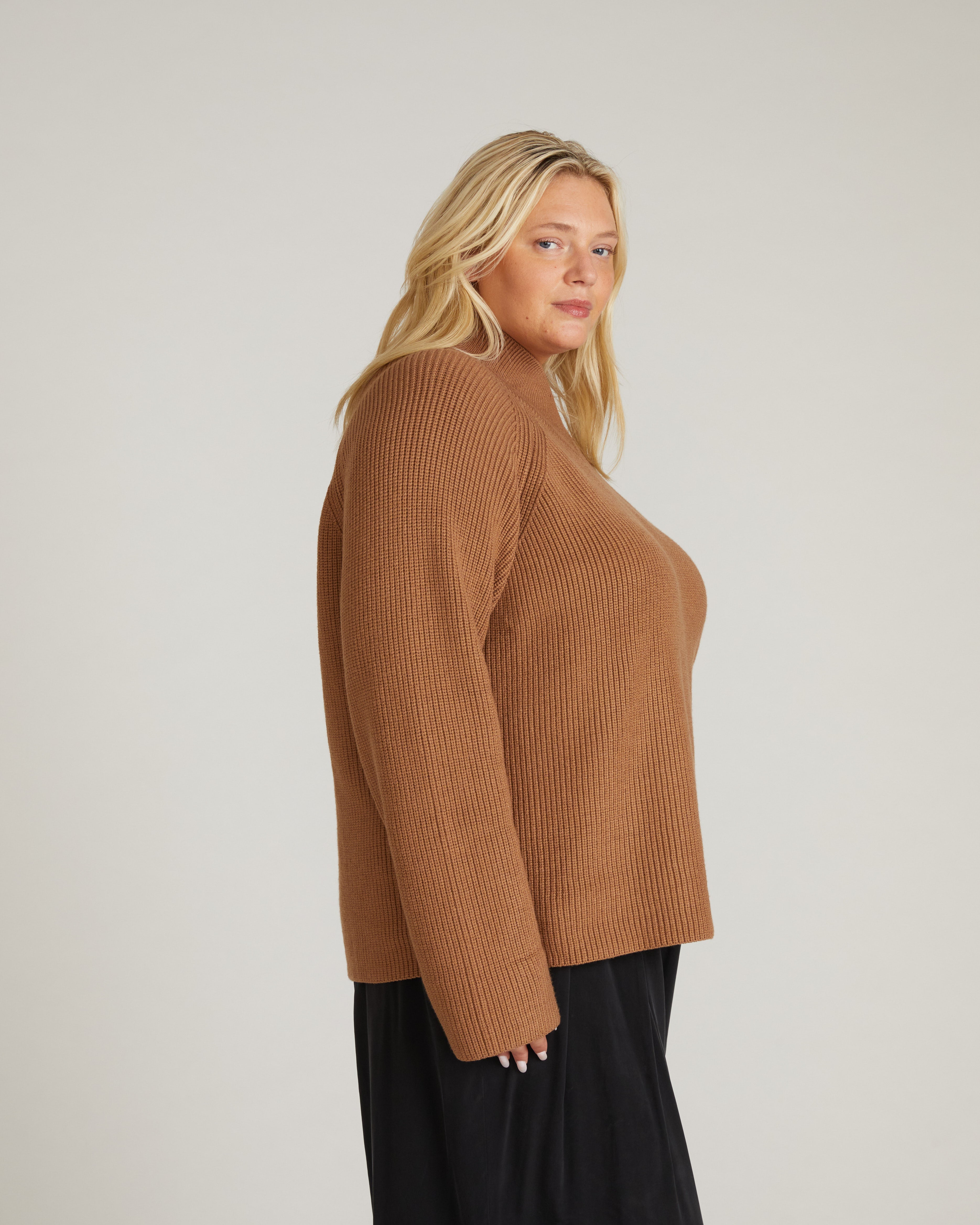 Arly Wrap Neck Sweater - Classic Camel