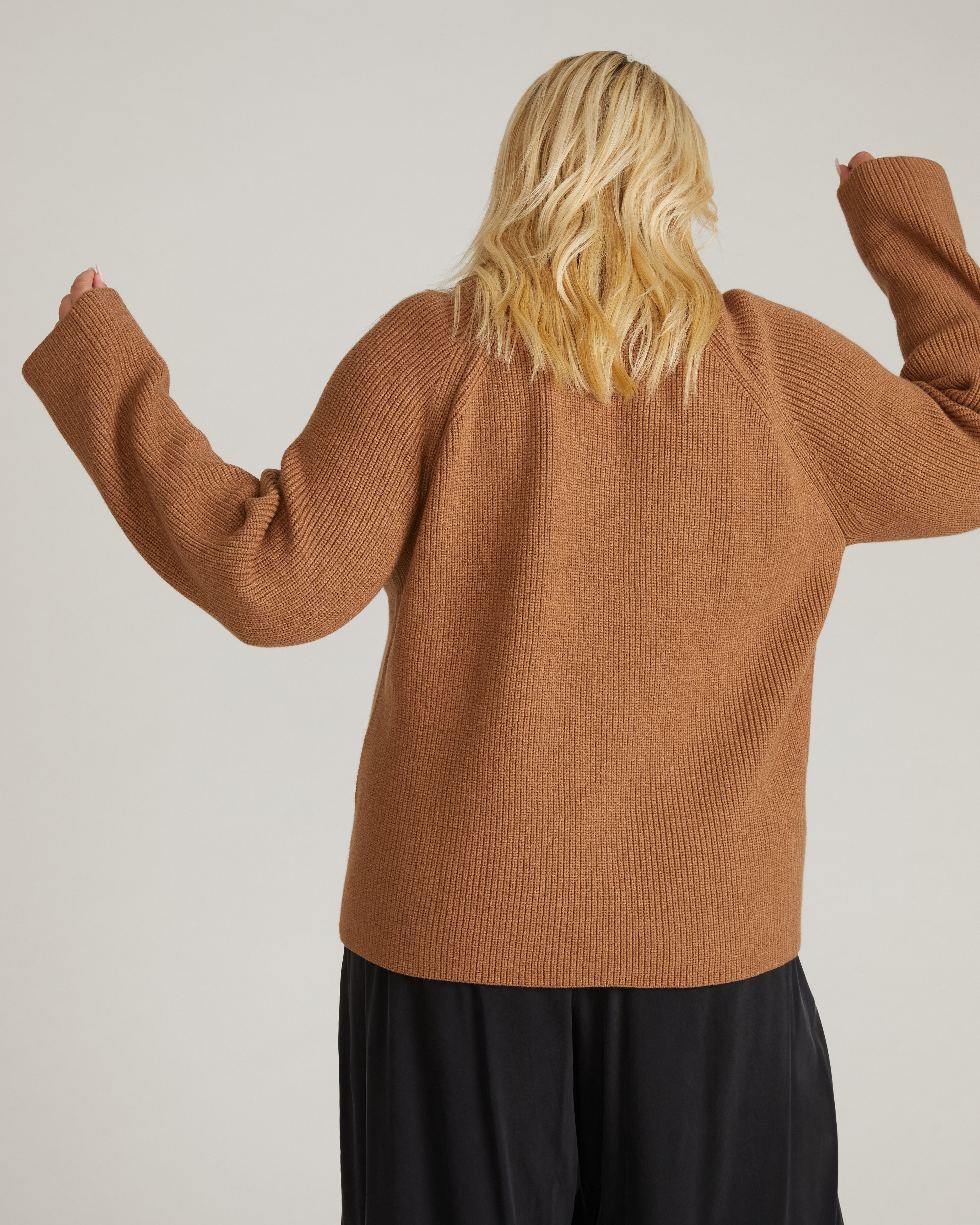 Arly Wrap Neck Sweater - Classic Camel