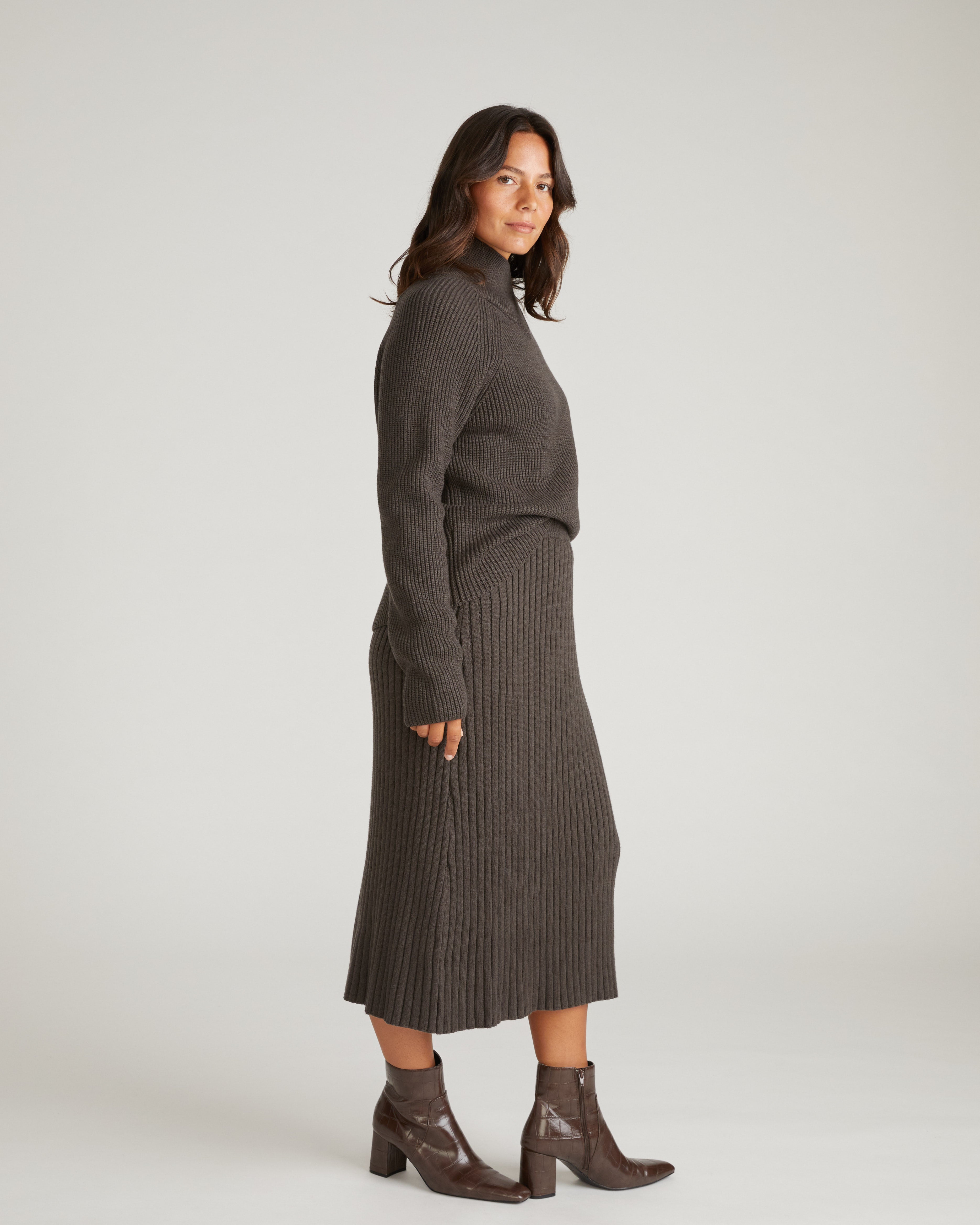 Arly Wrap Neck Sweater - Graphite