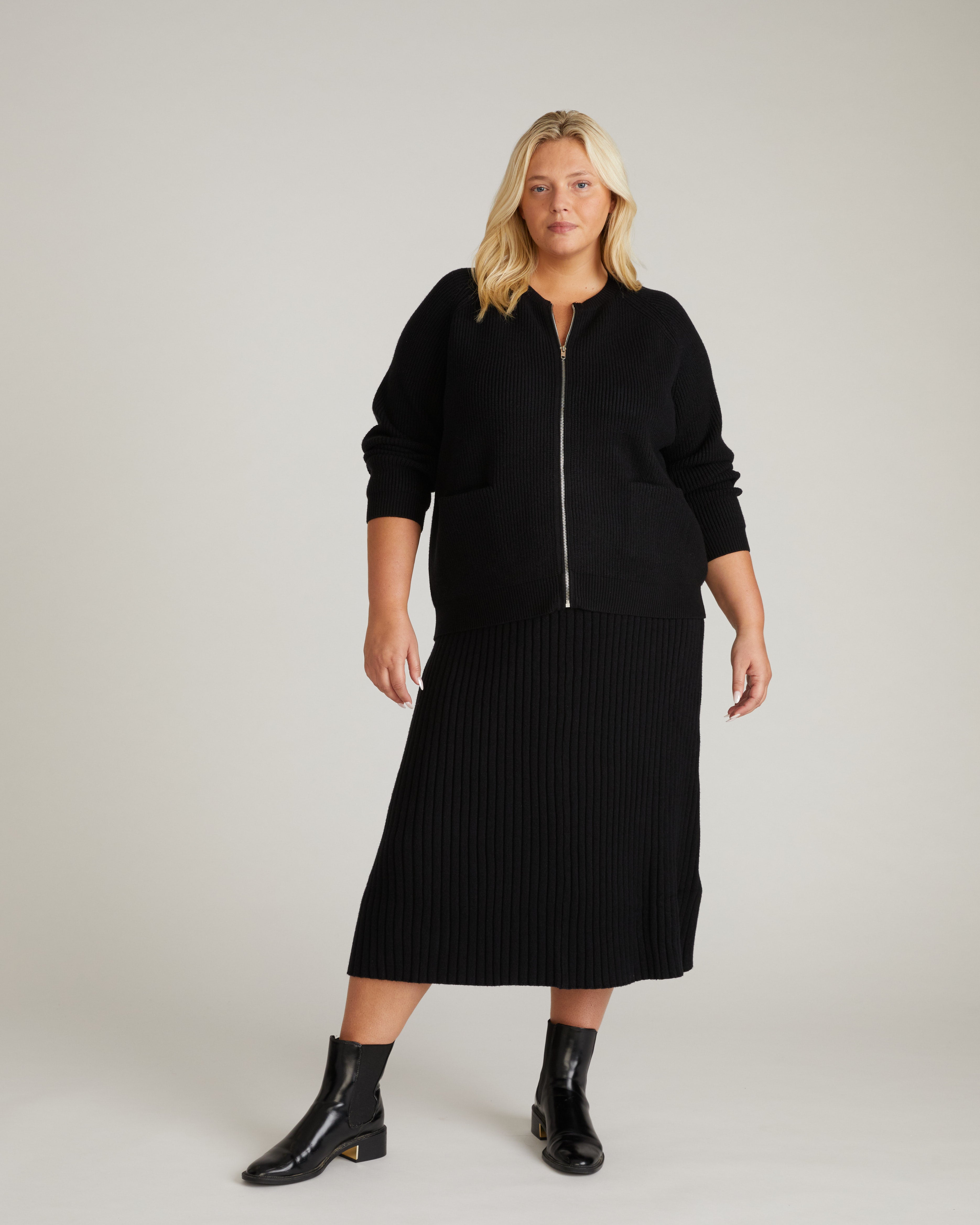 Better-Than-Wool Zip Cardigan - Black