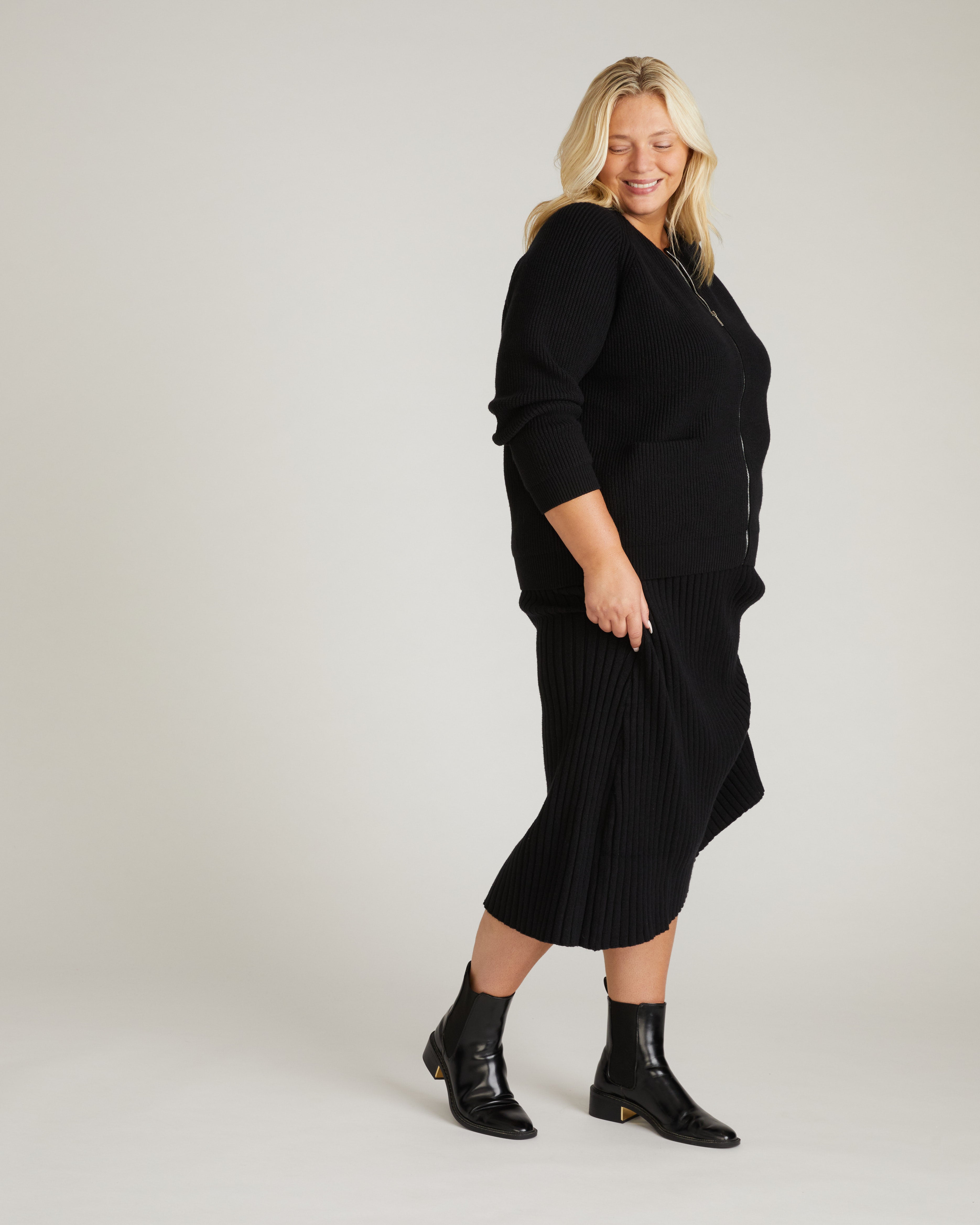 Better-Than-Wool Zip Cardigan - Black