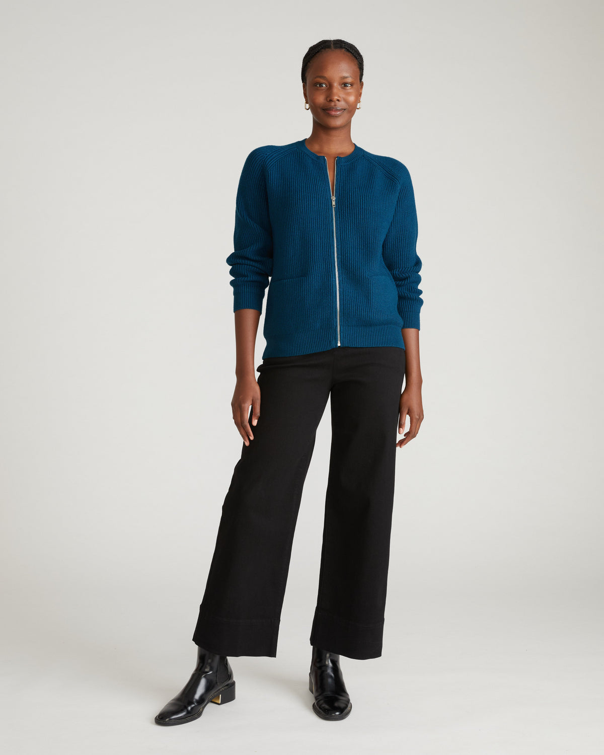 Better-Than-Wool Zip Cardigan - Deep Teal