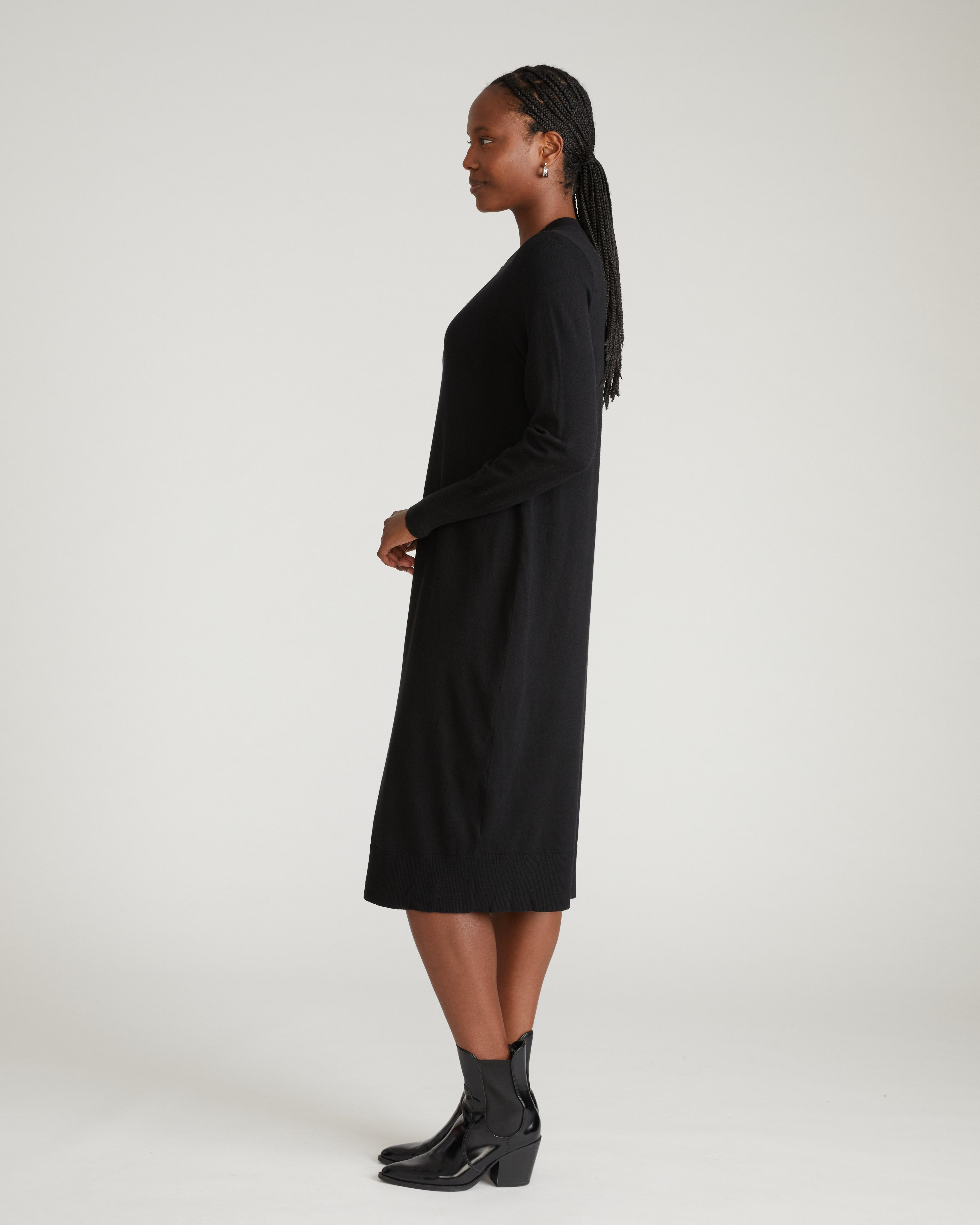 Savvy Fine Knit Everyday Sweater Dress - Black