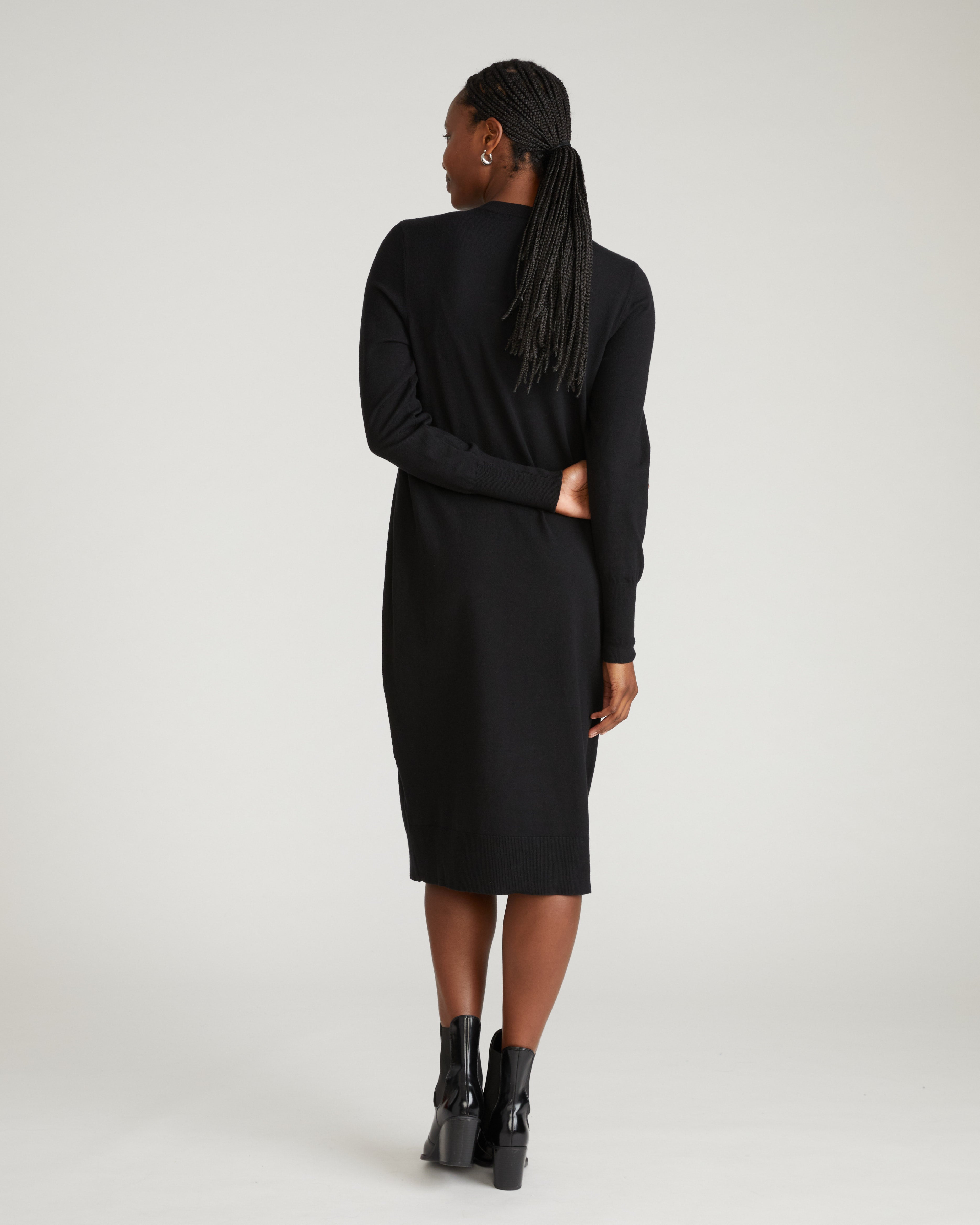 Savvy Fine Knit Everyday Sweater Dress - Black