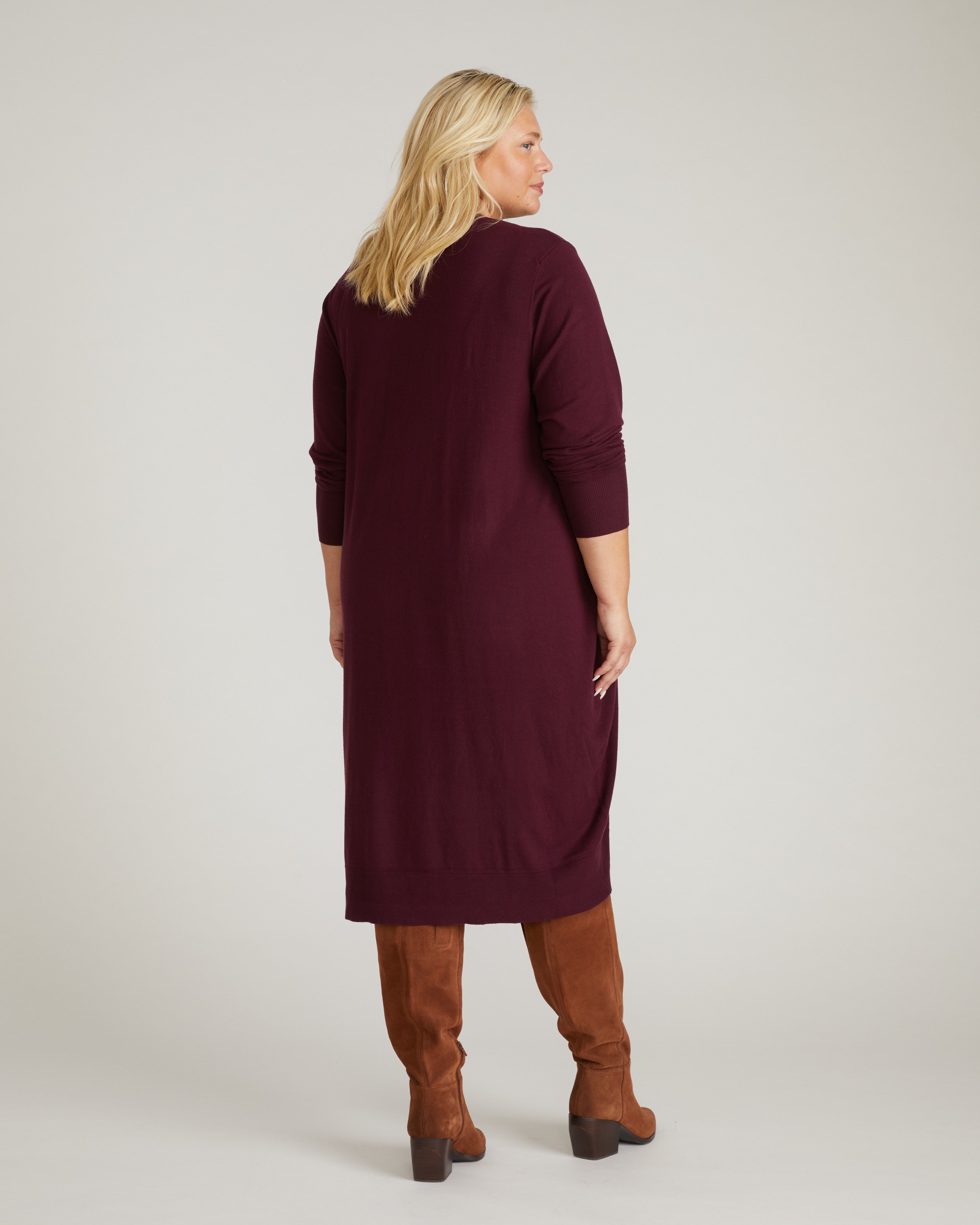 Savvy Fine Knit Everyday Sweater Dress - Gamay