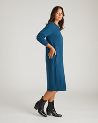 Savvy Fine Knit Everyday Sweater Dress - Deep Teal