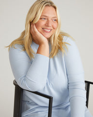 Savvy Fine Knit Everyday Sweater Dress - Silver Blue