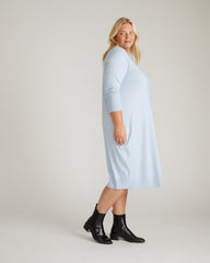 Savvy Fine Knit Everyday Sweater Dress - Silver Blue