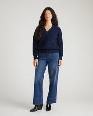 Tori V Neck Sweater - Navy