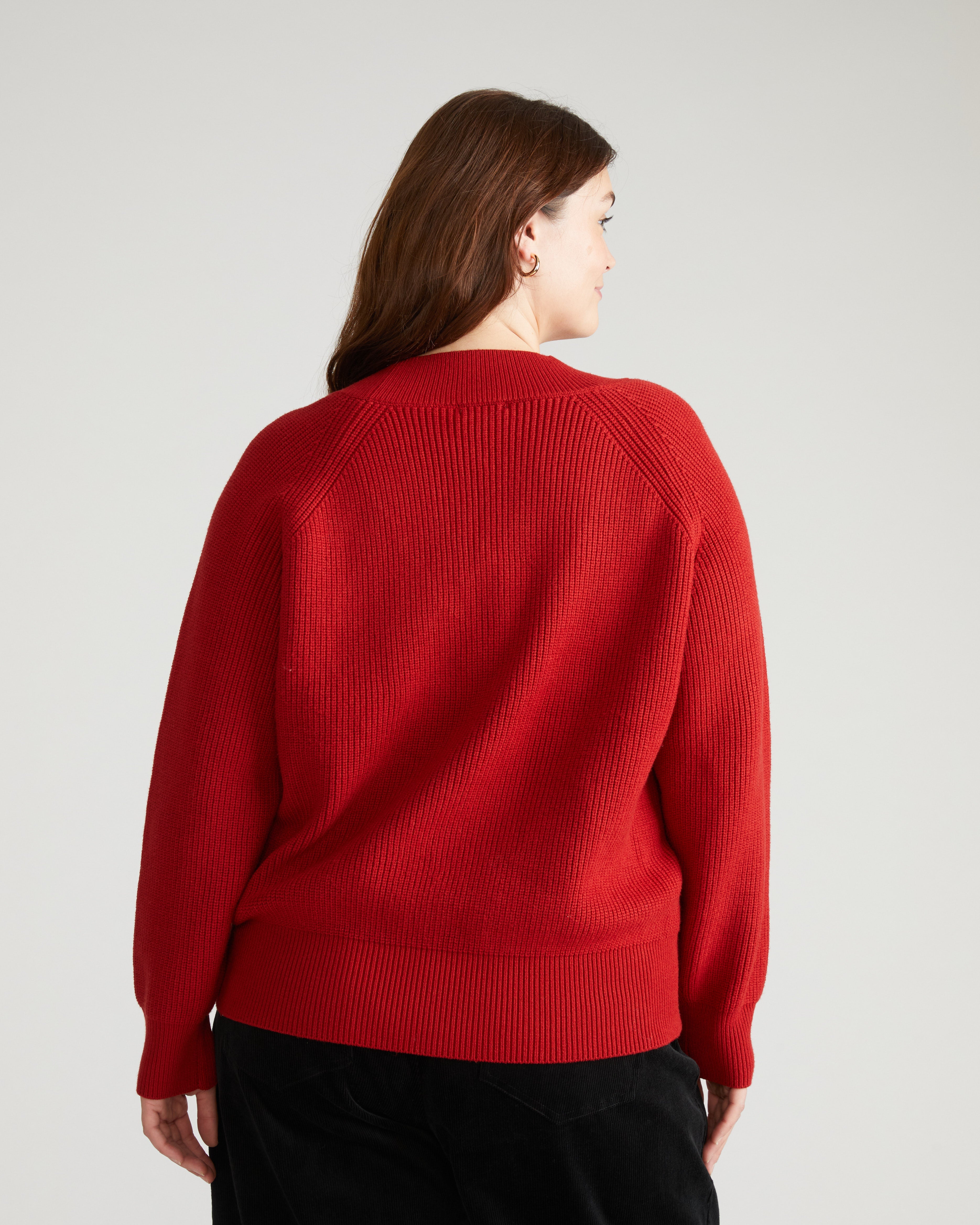 Tori V Neck Sweater - Autumnal Red