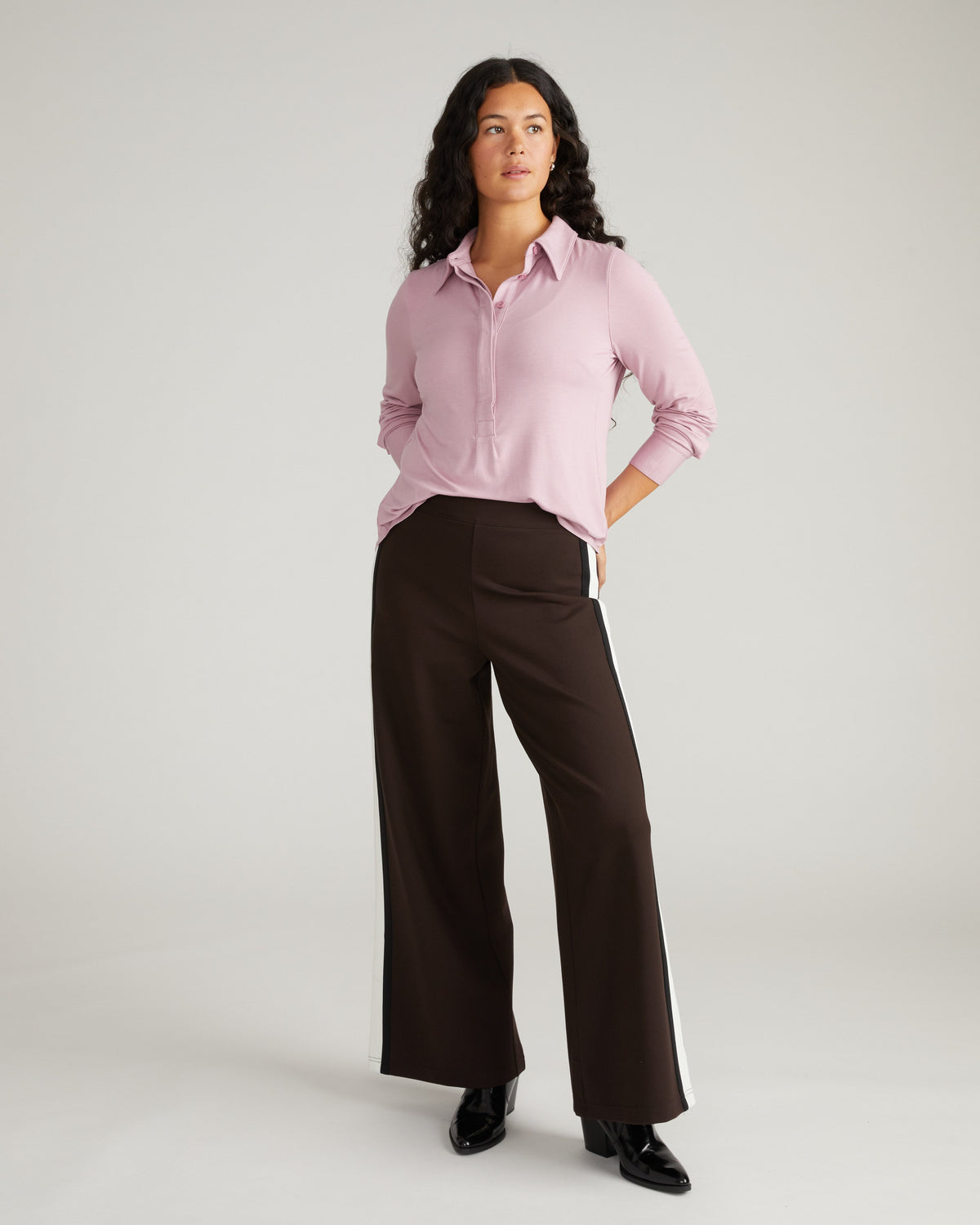 Elbe Popover Liquid Jersey Shirt Classic Fit - Pale Mauve