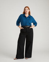 Elbe Popover Liquid Jersey Shirt Classic Fit - Deep Teal