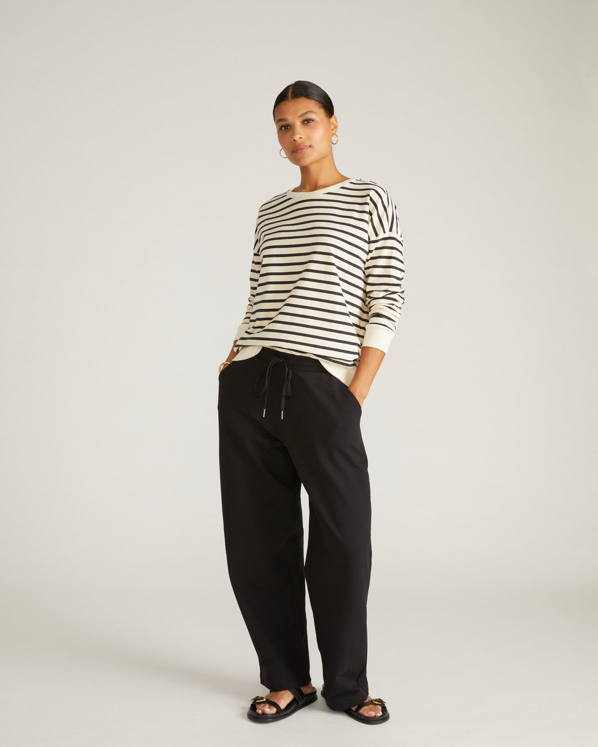 Lauren Classic Sweatshirt - Ecru/Black Stripe