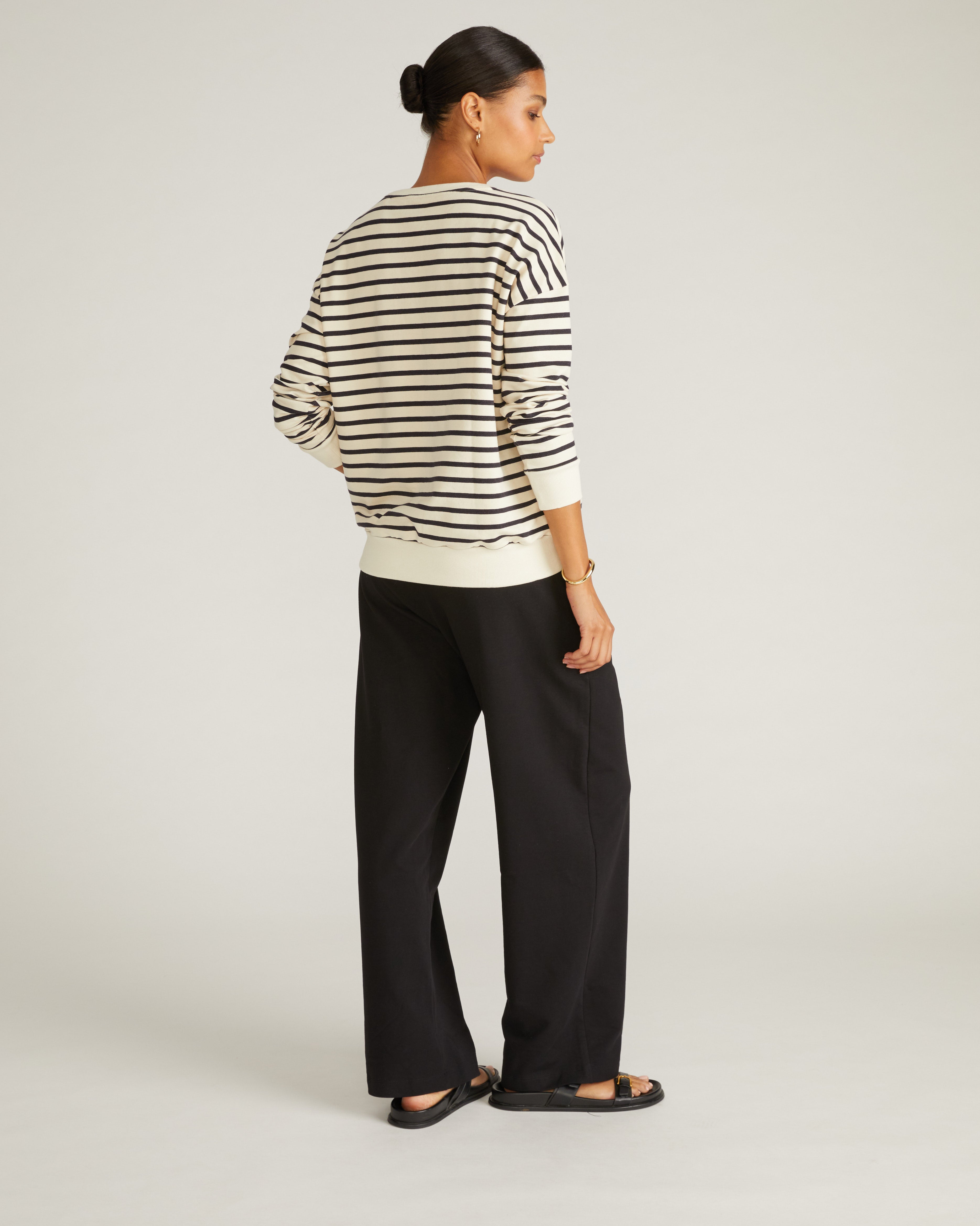 Lauren Classic Sweatshirt - Ecru/Black Stripe