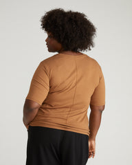 Maia Stovepipe Sleeve Tee - Classic Camel