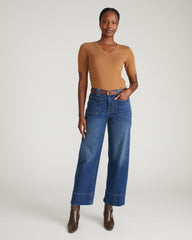 Maia Stovepipe Sleeve V Neck Tee - Classic Camel