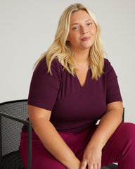 Maia Stovepipe Sleeve V Neck Tee - Gamay