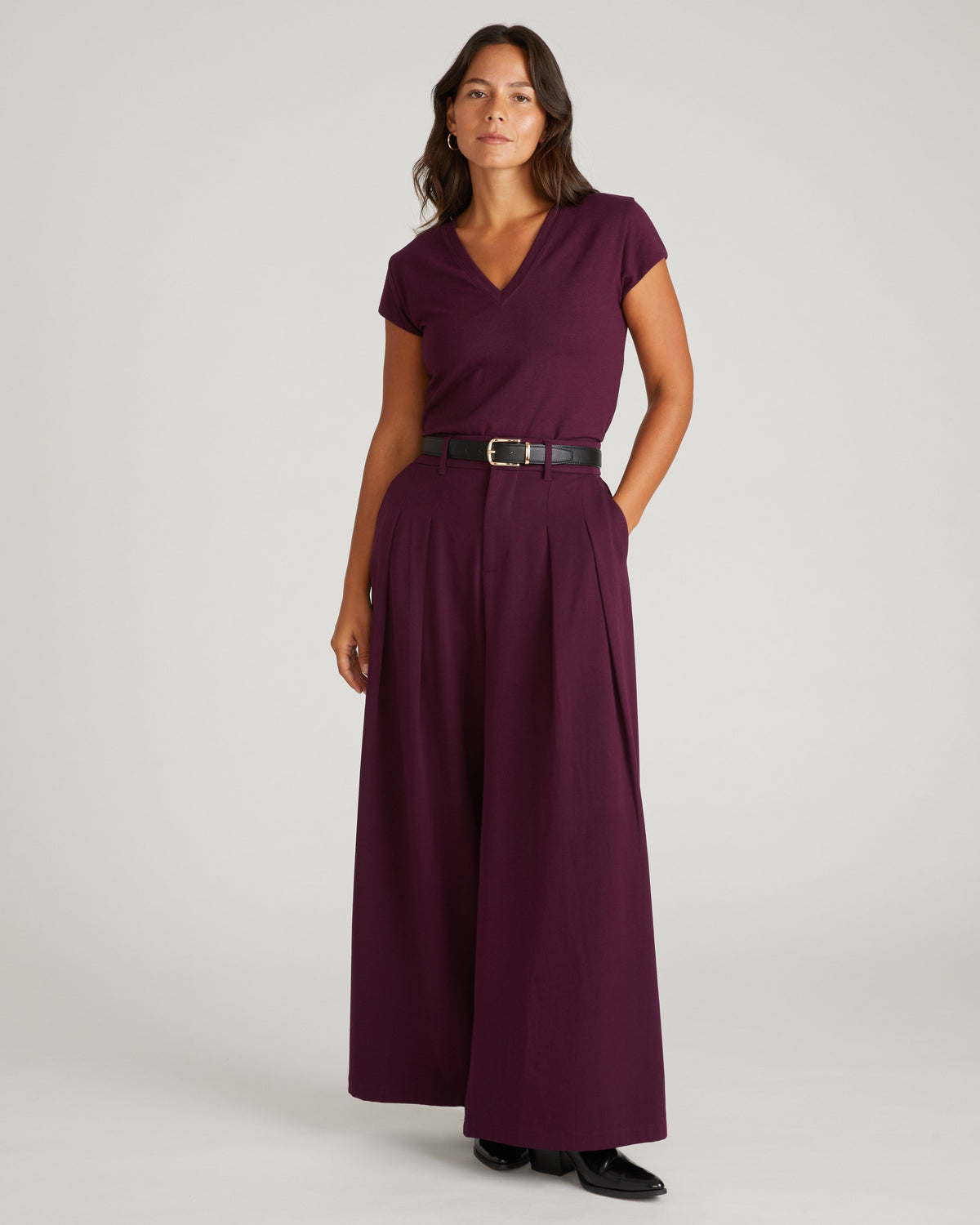 Ashley V Neck Cap Sleeve Tee - Gamay