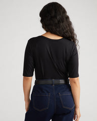 Lily Liquid Jersey V-Neck Stovepipe Tee - Black