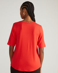 Lily Liquid Jersey V-Neck Stovepipe Tee - Lipstick