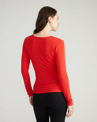 Liquid Jersey Two-Way Long Sleeve Cross Top - Lipstick