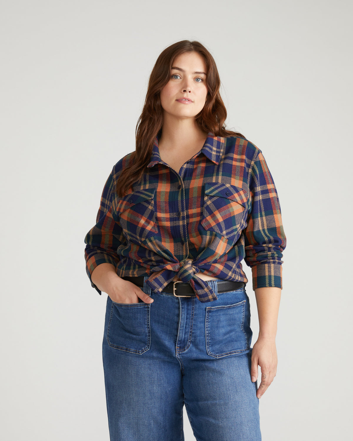 Maine Stretch Flannel Shirt - Autumn Apple Plaid