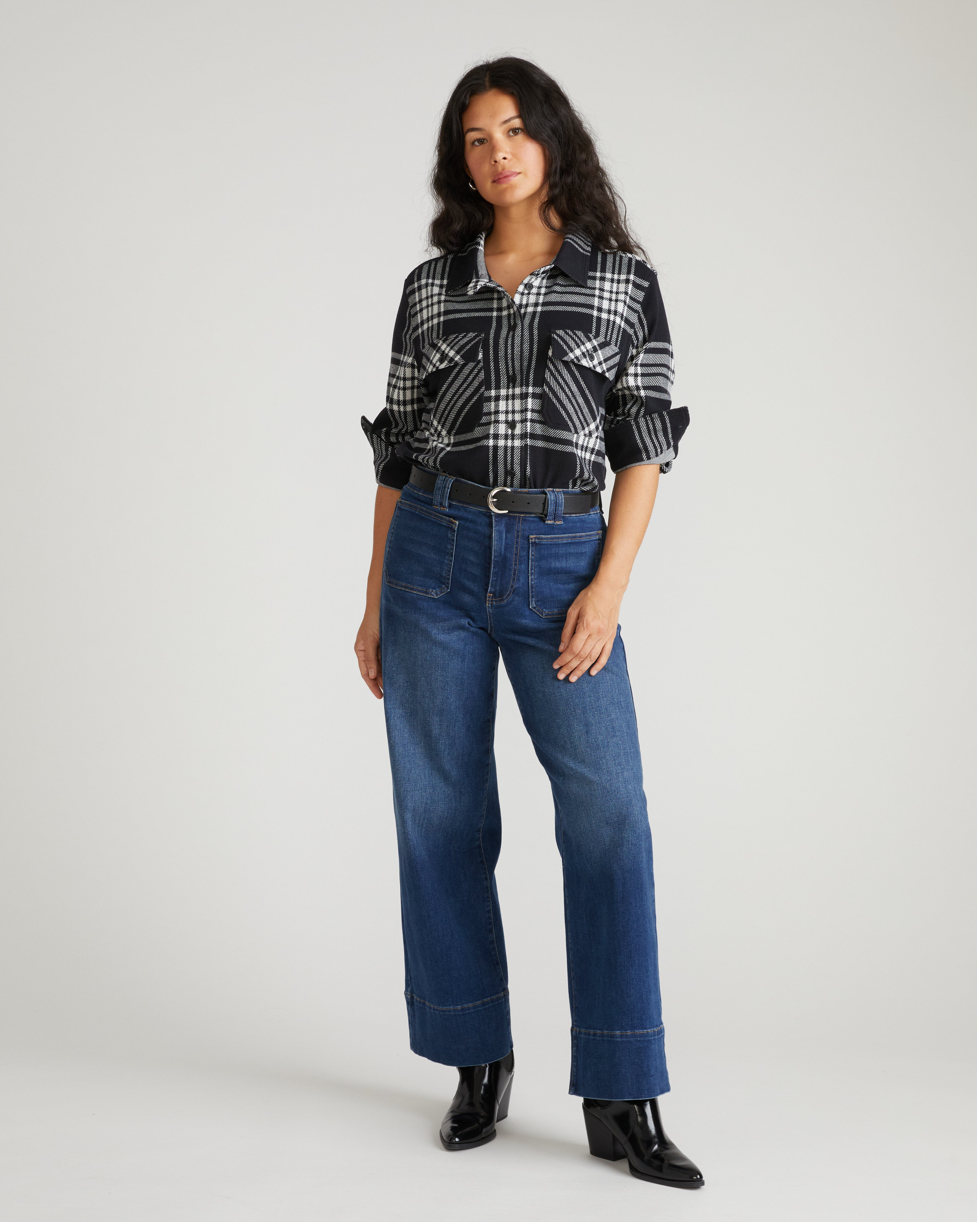 Maine Stretch Flannel Shirt - Highland Hug Black Plaid