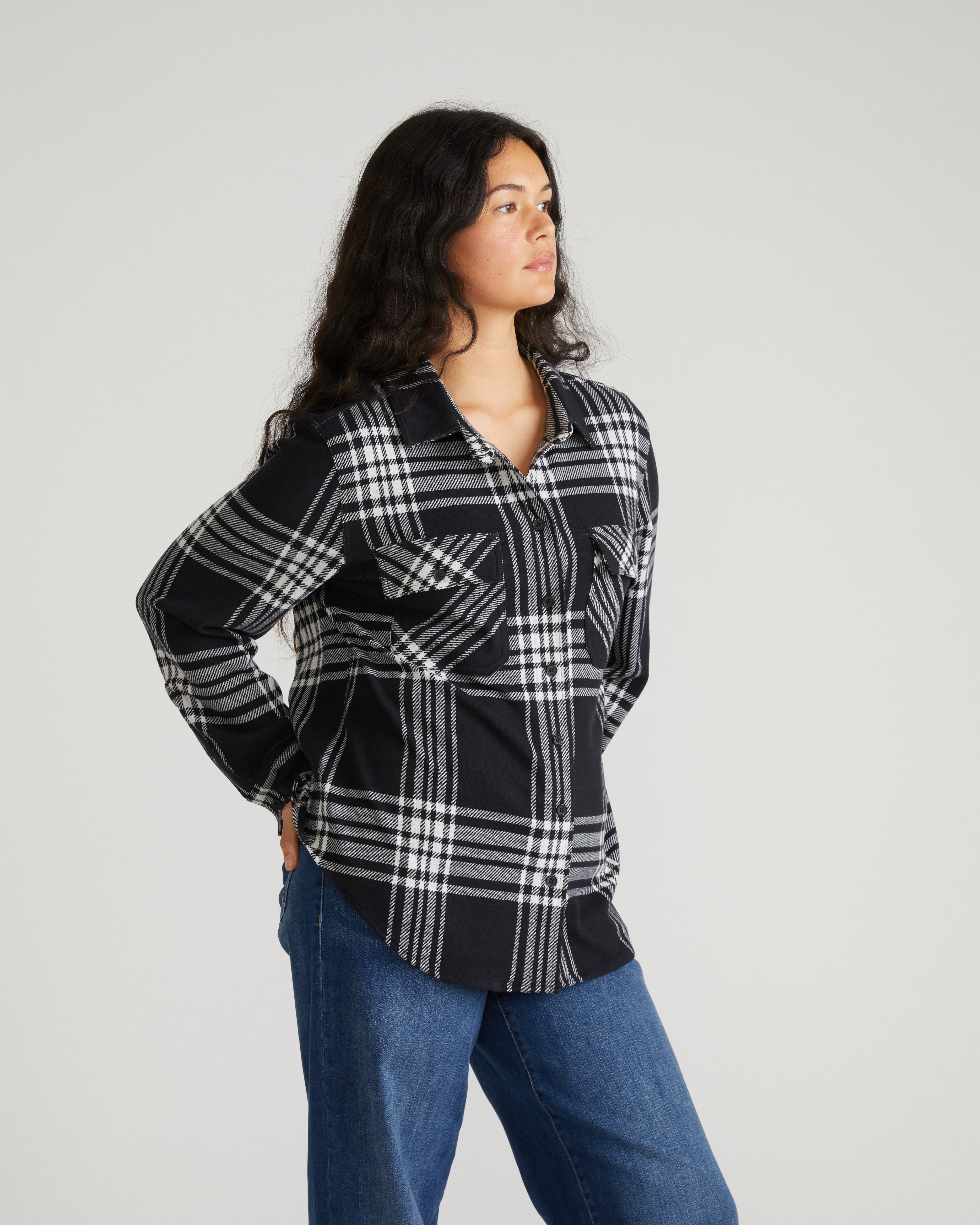 Maine Stretch Flannel Shirt - Highland Hug Black Plaid