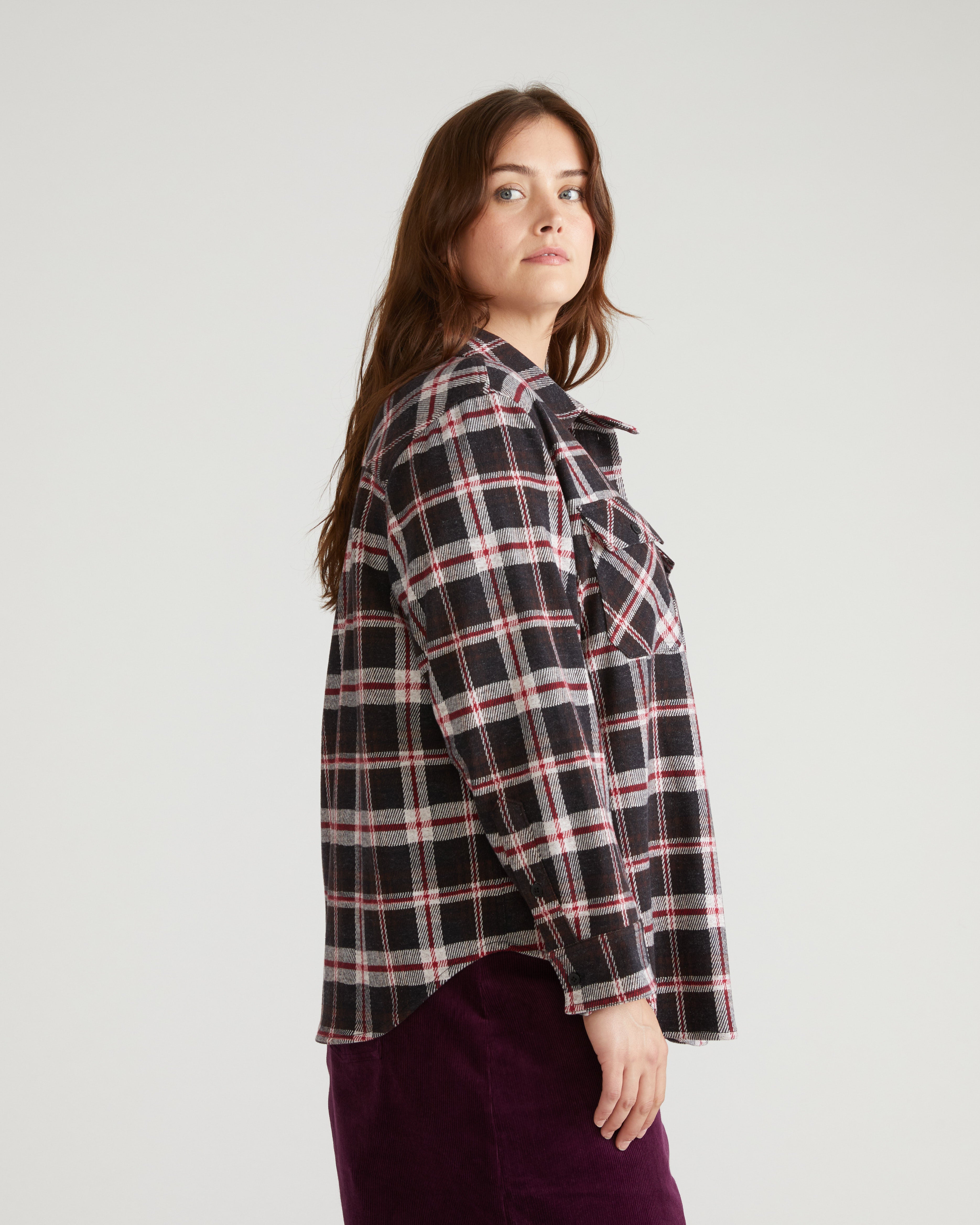 Maine Stretch Flannel Shirt - Poppy Plaid