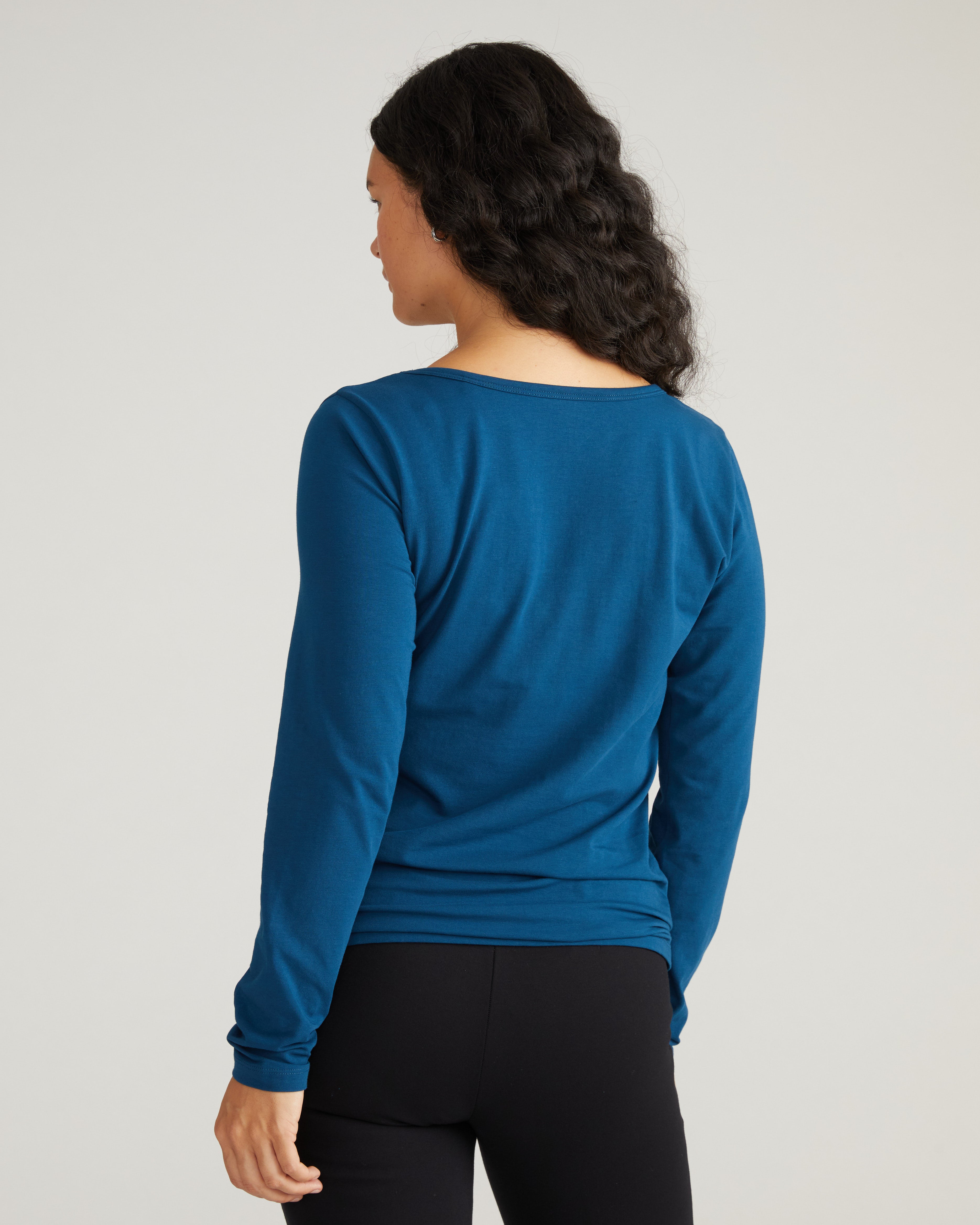 Long Sleeve Square Neck Tee - Deep Teal