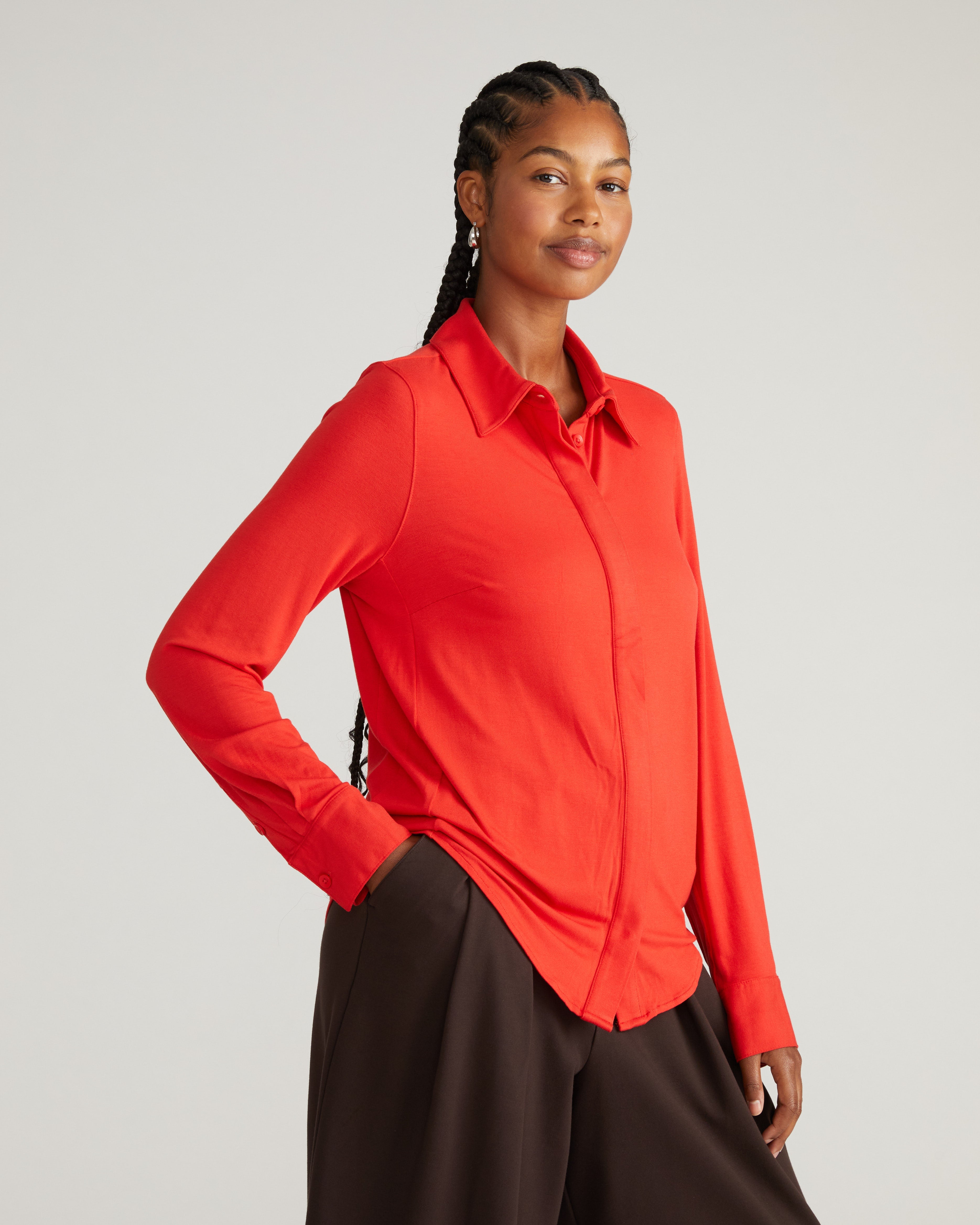 Elbe Liquid Jersey Shirt Classic Fit - Lipstick