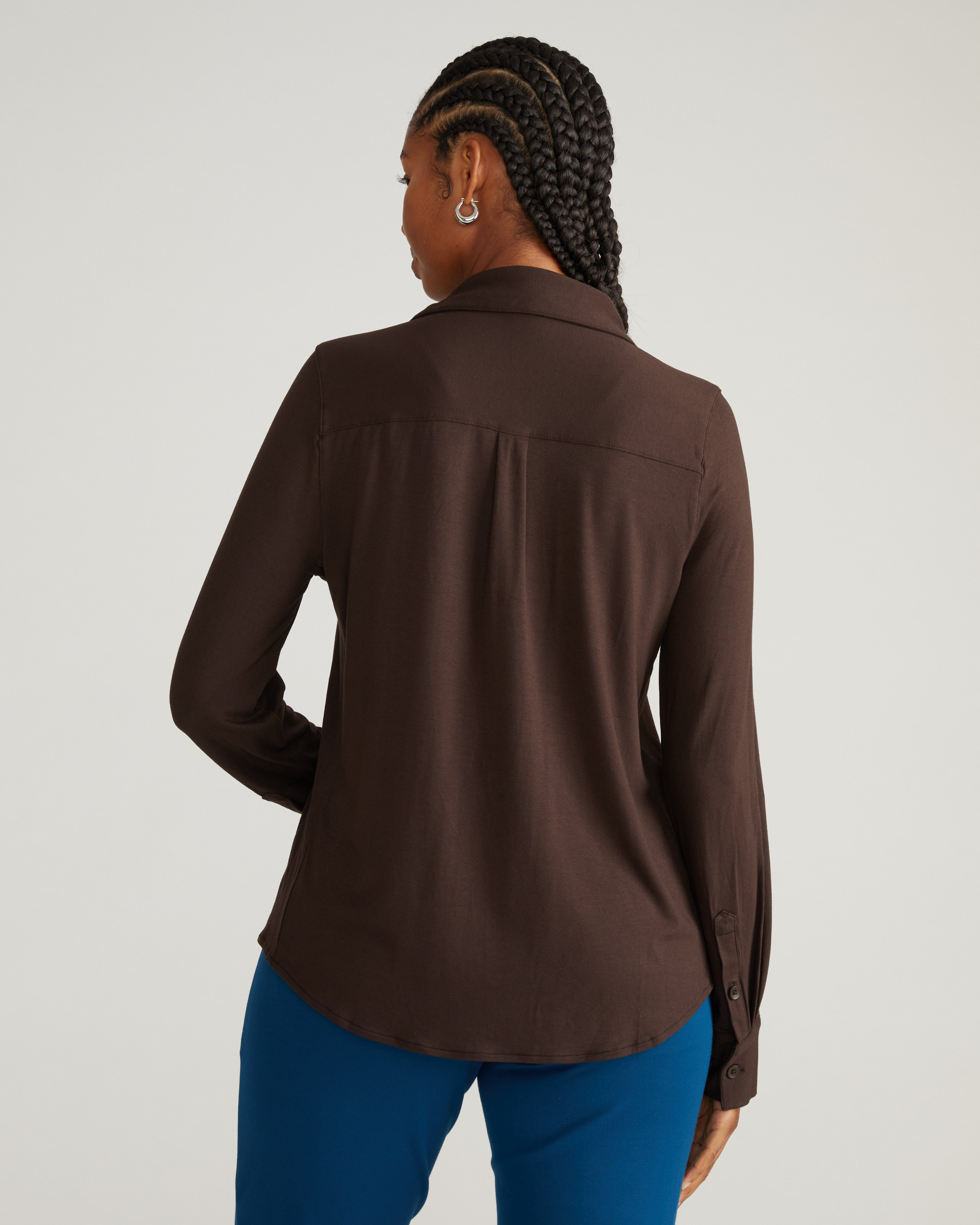 Elbe Liquid Jersey Shirt Classic Fit - Espresso