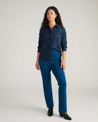 Elbe Liquid Jersey Shirt Classic Fit - Deep Teal Animal Print