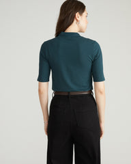 Modern Mock Neck Tee - Deep Sea