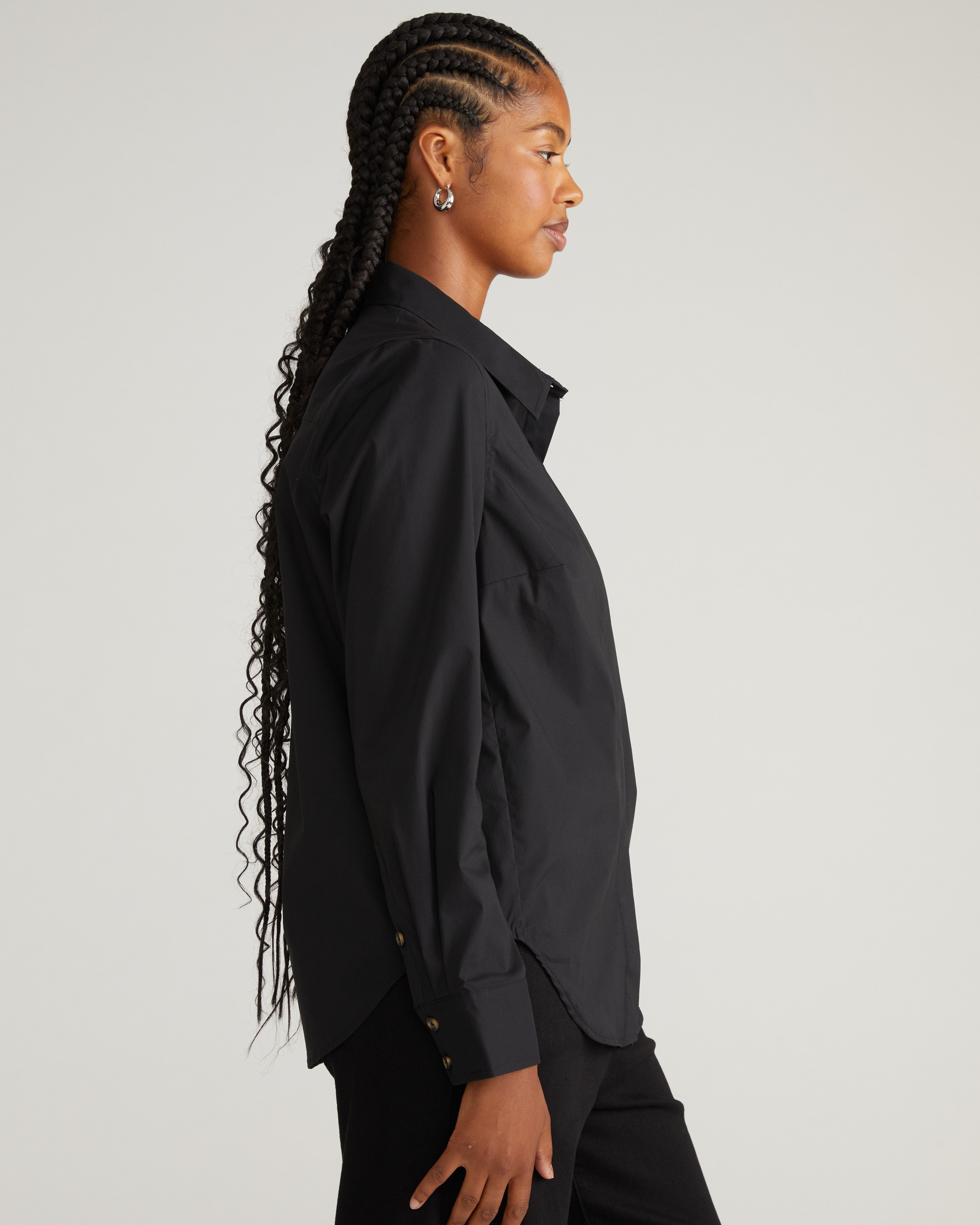 Elbe Stretch Poplin Shirt Classic Fit - Black