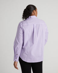 Elbe Stretch Poplin Shirt Classic Fit - Lavender/White Stripe