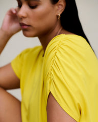 Helena Divine Jersey Gathered Tee - Yellow