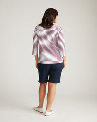 Belle Breton Stripe Jersey Tee - White/Gamay Stripe