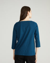 Belle Breton Stripe Jersey Tee - Deep Teal/Black Stripe