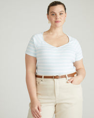 Carey Ribbed Top - Clear Sky/White Stripe