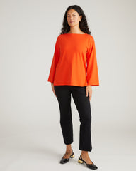 Montauk Breton Stripe Bell Sleeve Top - Solid Poppy