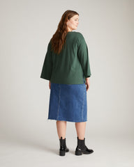 Montauk Breton Stripe Bell Sleeve Top - Solid Conifer