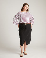 Montauk Breton Stripe Bell Sleeve Top - White/Gamay Stripe
