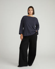 Montauk Breton Stripe Bell Sleeve Top - Navy Pinstripe