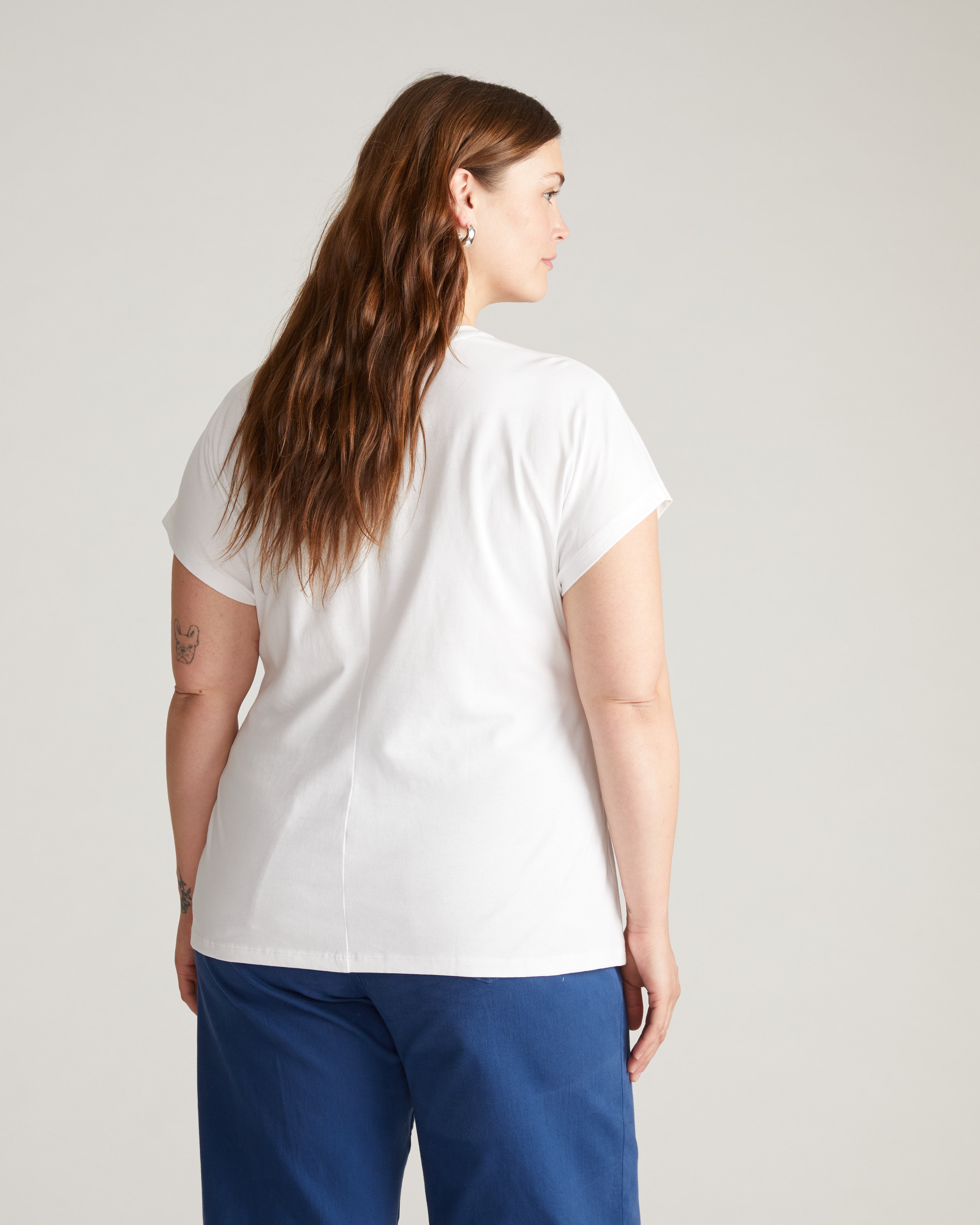 Crescent Breton Stripe Knot Tee - Solid White