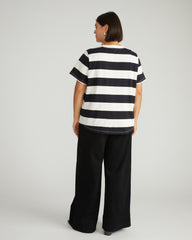 Breton Stripe Garcon Tee - Ecru/Black Rugby Stripe