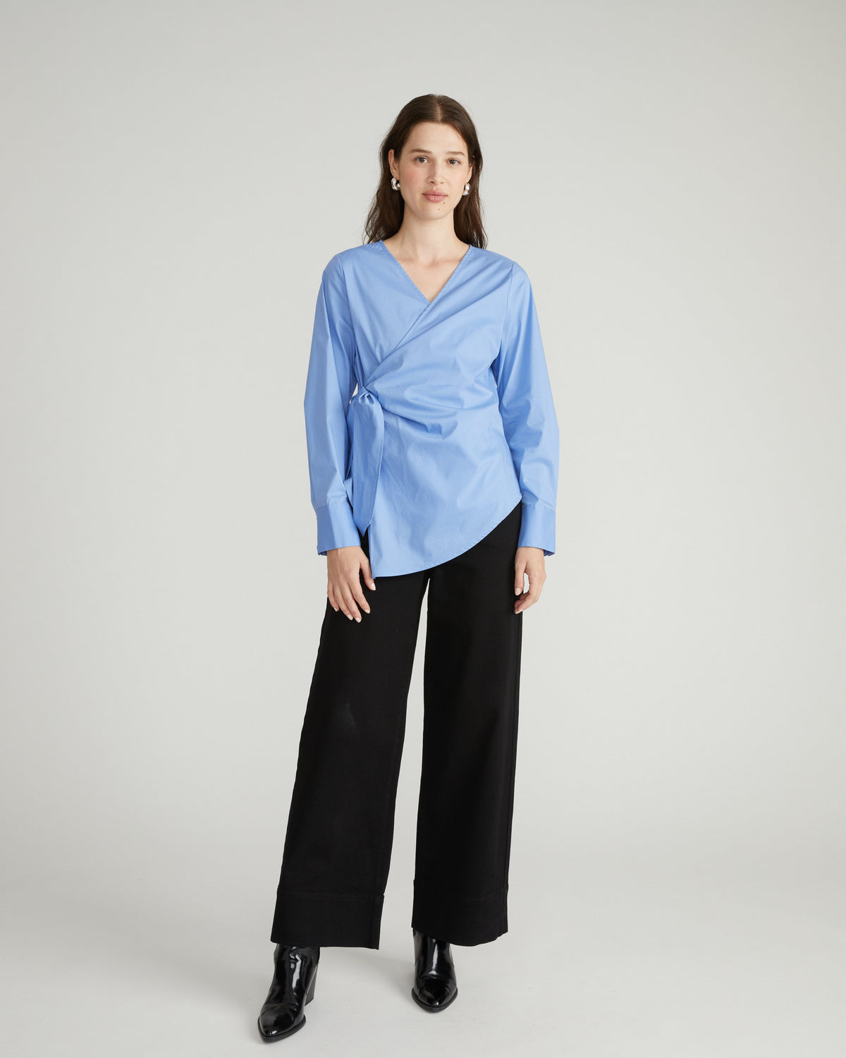 Beacon Stretch Poplin Wrap Shirt - Soft Blue