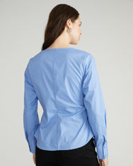 Beacon Stretch Poplin Wrap Shirt - Soft Blue